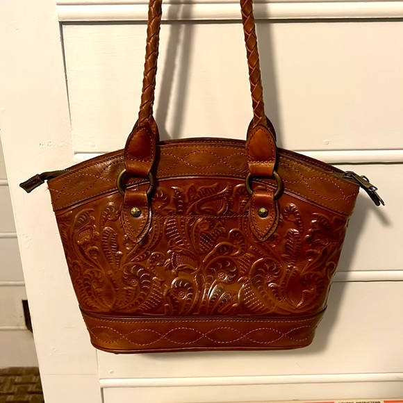 Patricia Nash Zorita Satchel Floral Tooling Triple Compartment Leather Bag - Picture 6 of 6